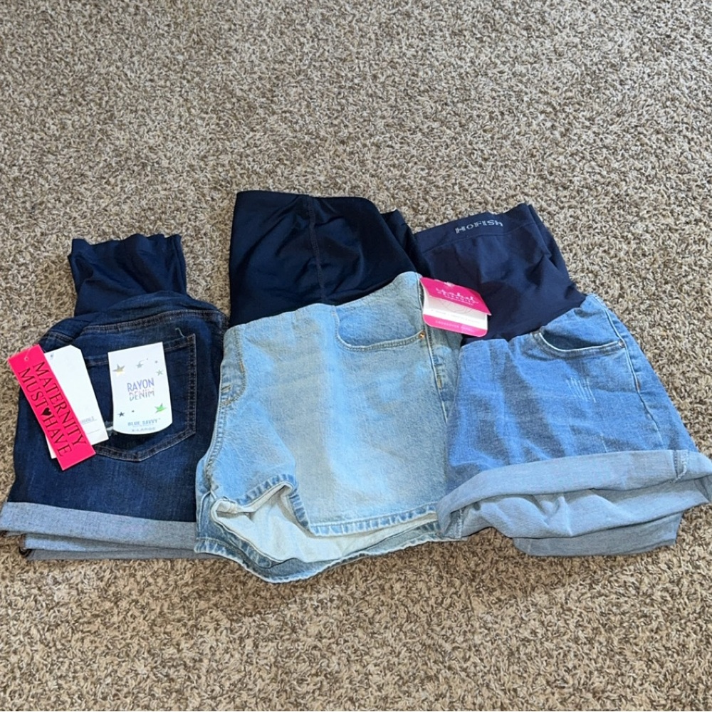 Set of Three Maternity Denim Shorts